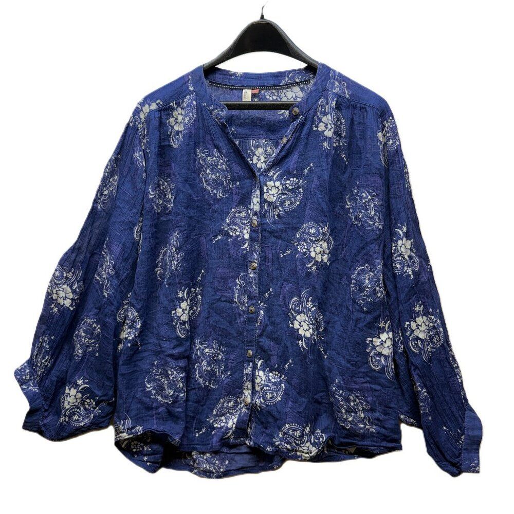 Urban Outfitters Blue Floral Paisley Cotton Blouse Women’s Size Large